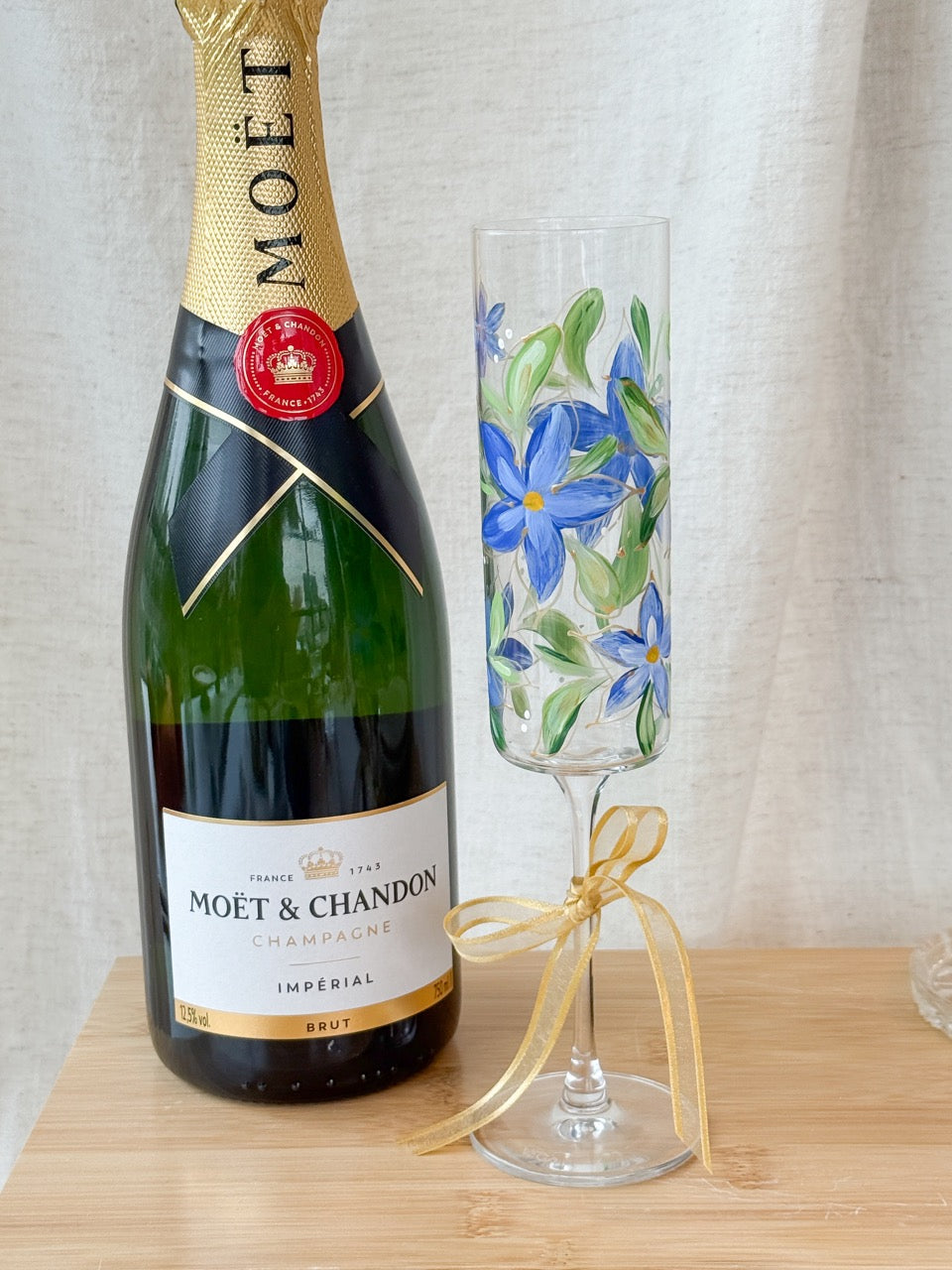Hand-Painted Champagne Flutes Bloom