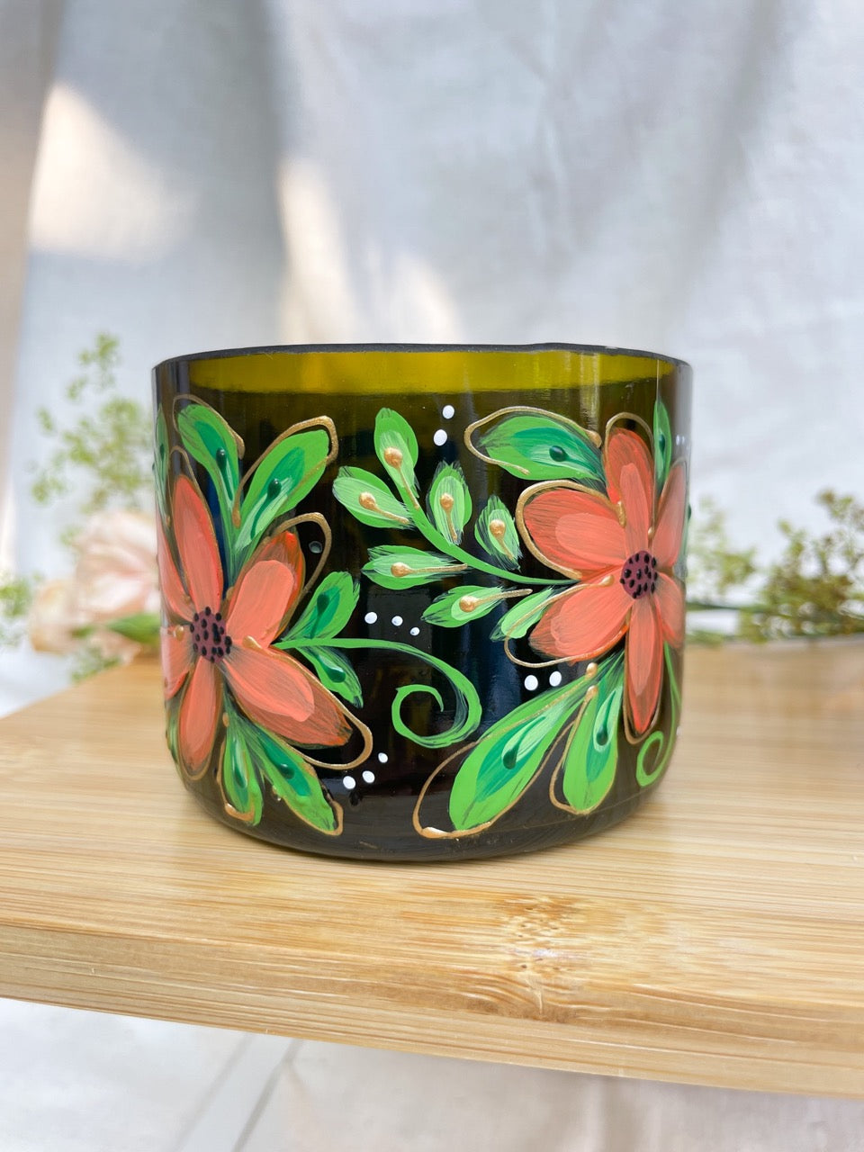 Handpainted wine bottle cup - Small