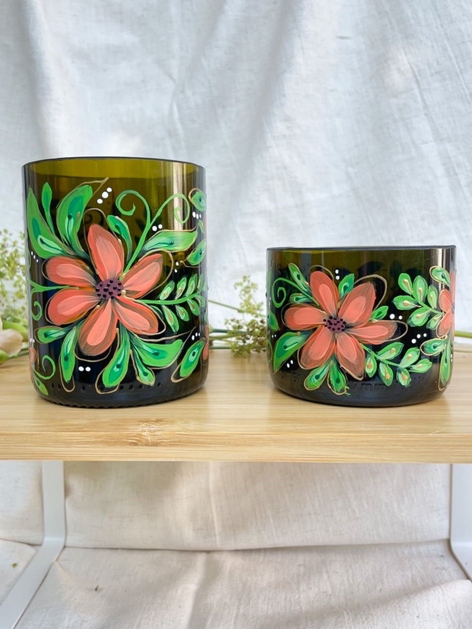 Handpainted wine bottle cup - Small