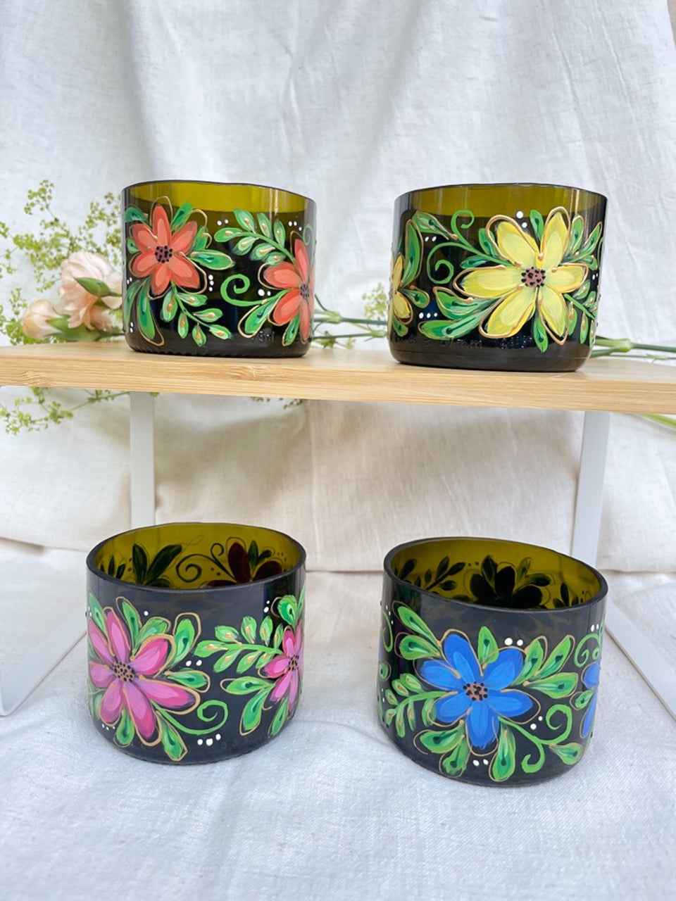 Handpainted wine bottle cup - Small