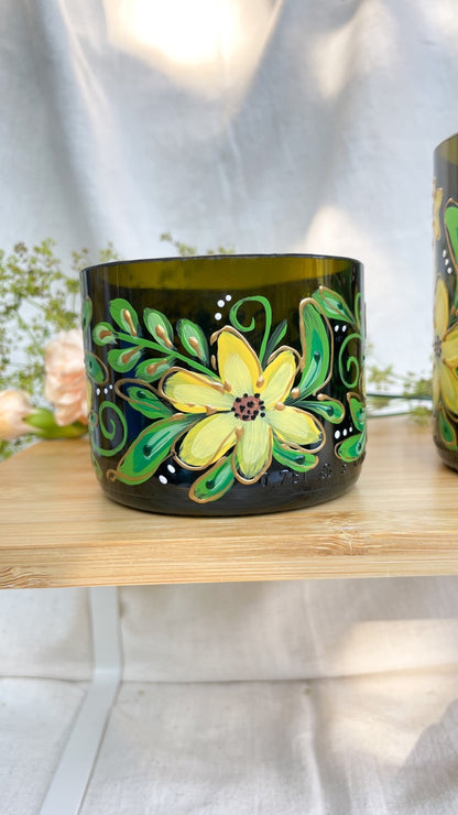 Handpainted wine bottle cup - Small