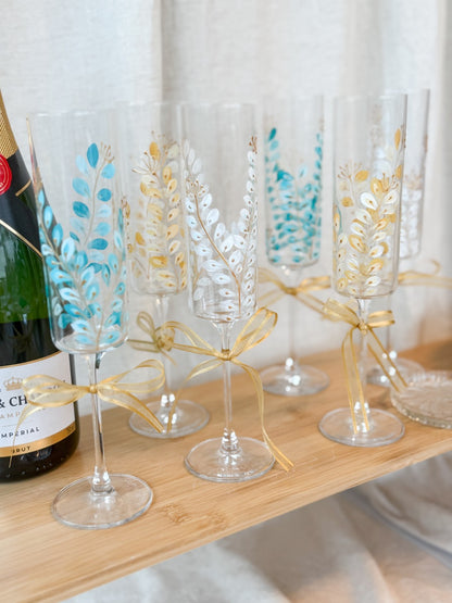 Hand-Painted Champagne Flutes branch