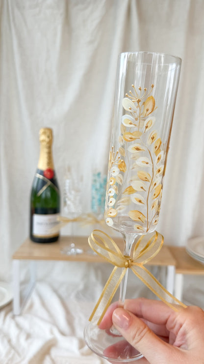Hand-Painted Champagne Flutes branch