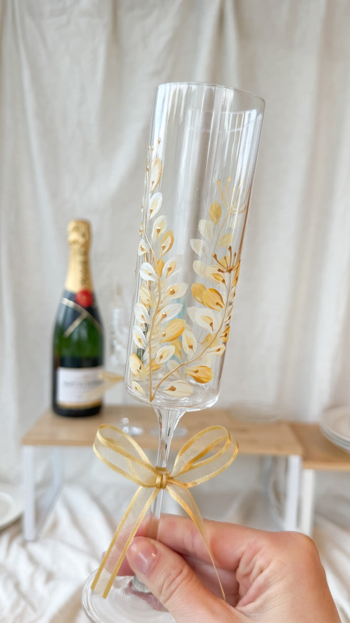 Hand-Painted Champagne Flutes branch