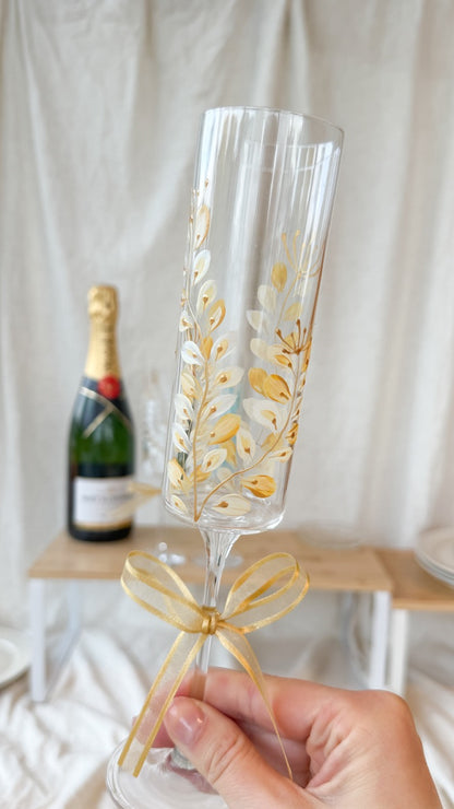 Hand-Painted Champagne Flutes branch