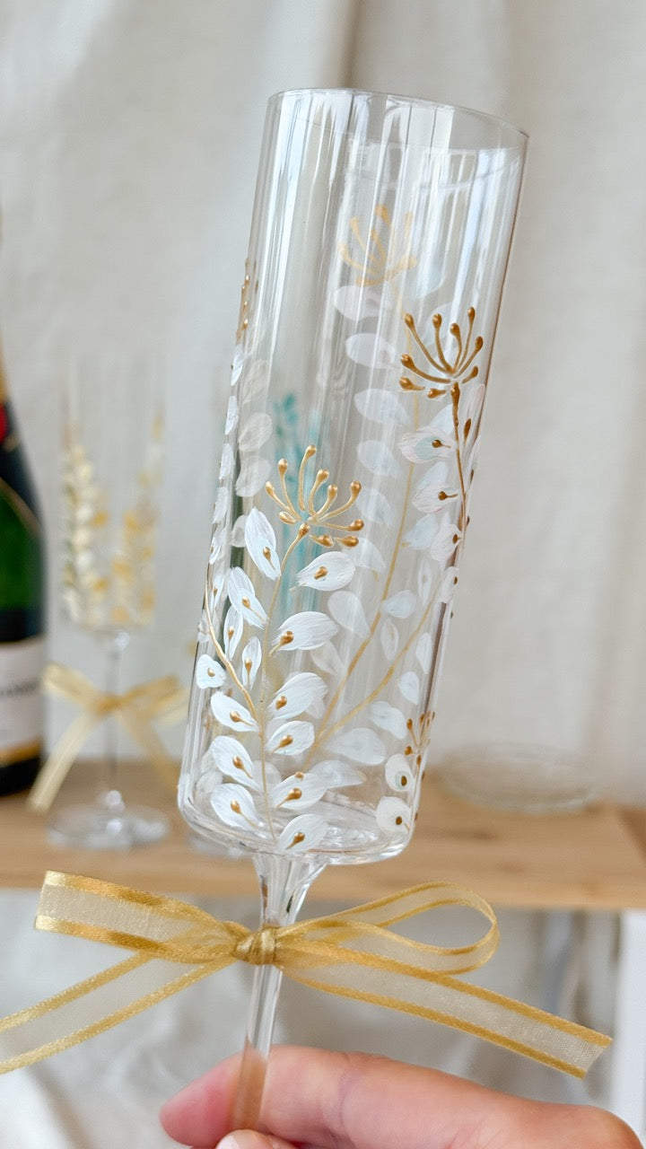 Hand-Painted Champagne Flutes branch