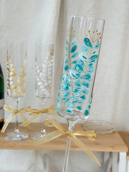Hand-Painted Champagne Flutes branch