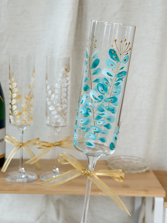 Hand-Painted Champagne Flutes branch