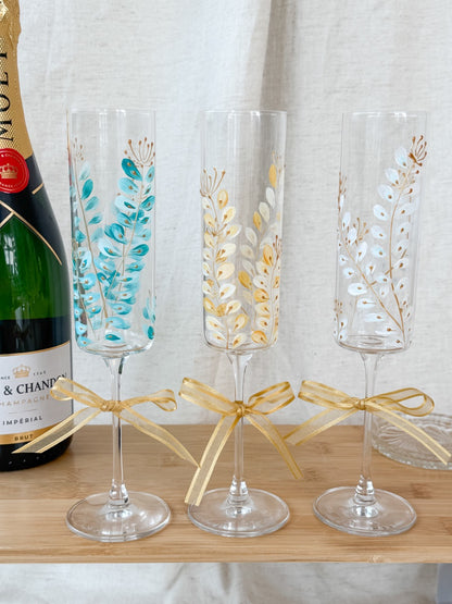 Hand-Painted Champagne Flutes branch