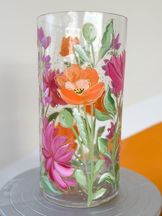 Hand-Painted Floral Vase