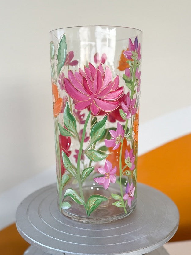 Hand-Painted Floral Vase