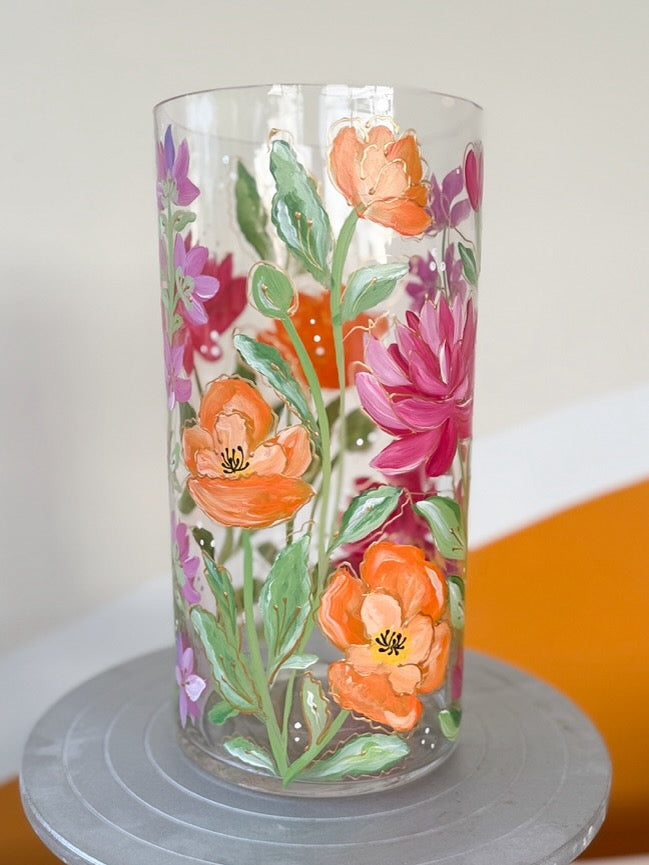 Hand-Painted Floral Vase