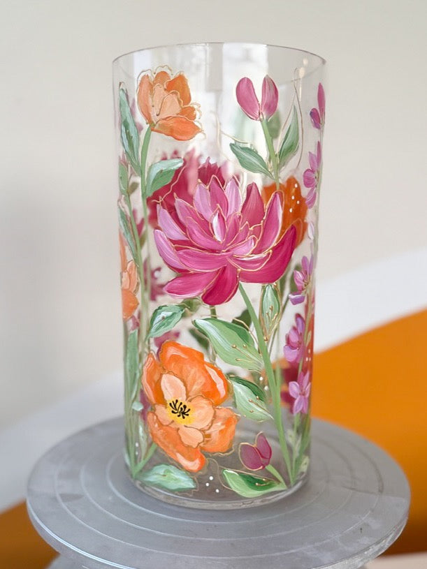 Hand-Painted Floral Vase