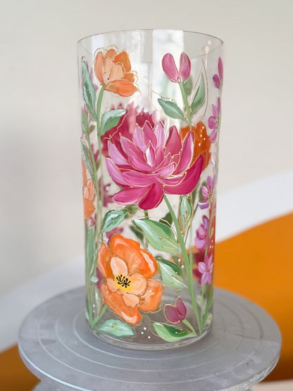 Hand-Painted Floral Vase