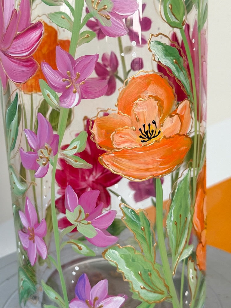 Hand-Painted Floral Vase