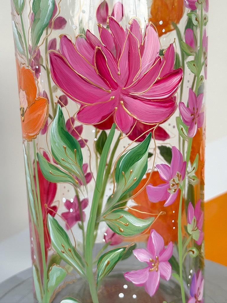 Hand-Painted Floral Vase