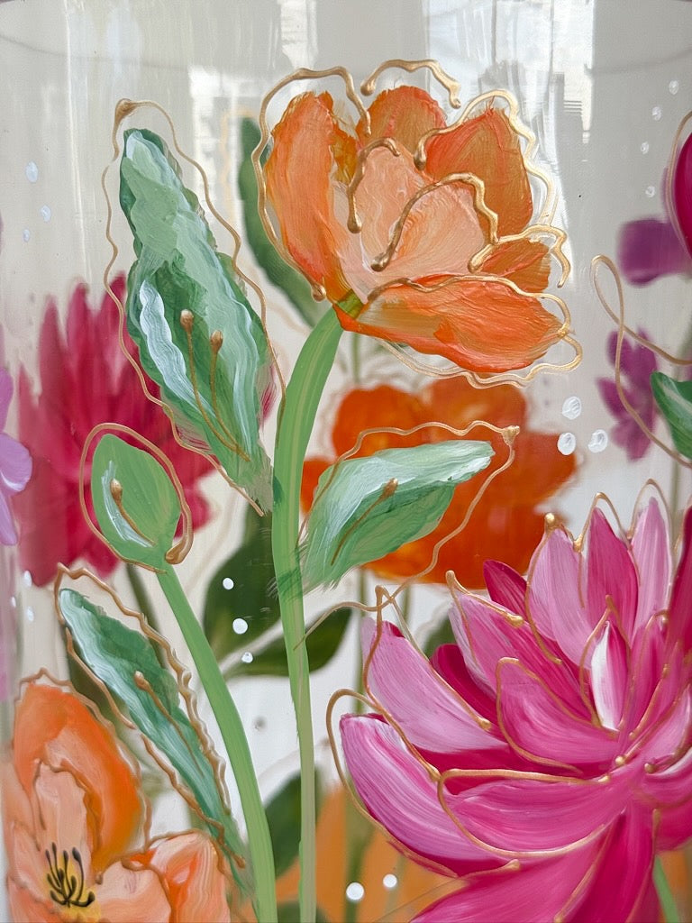 Hand-Painted Floral Vase