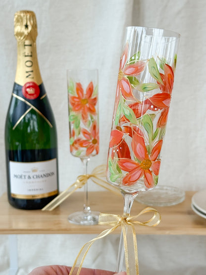 Hand-Painted Champagne Flutes  Bloom