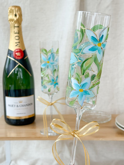 Hand-Painted Champagne Flutes  Bloom